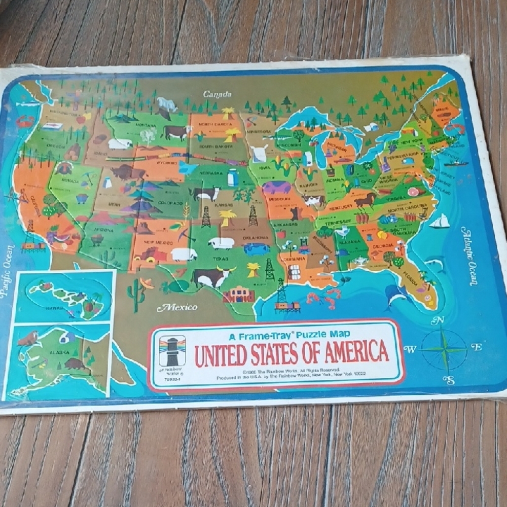 United States of America Puzzle Map From 1968 The Rainbow Works